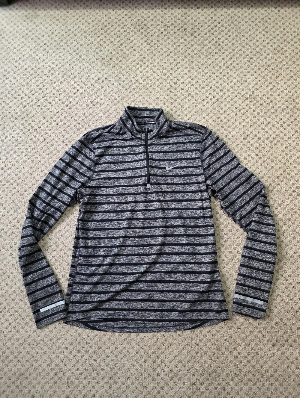 Nike Running Men’s Black & Gray Striped Quarter-Zip